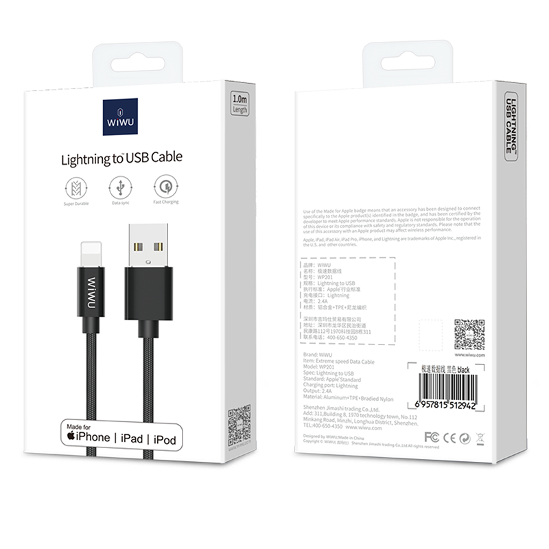 Wiwu WP201 MFI Lightning Kablo - 6