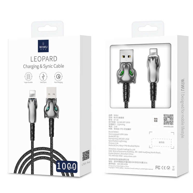 Wiwu Leopard Charging Synic Lightning Kablo - 1
