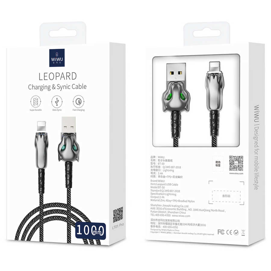 Wiwu Leopard Charging Synic Lightning Kablo - 5