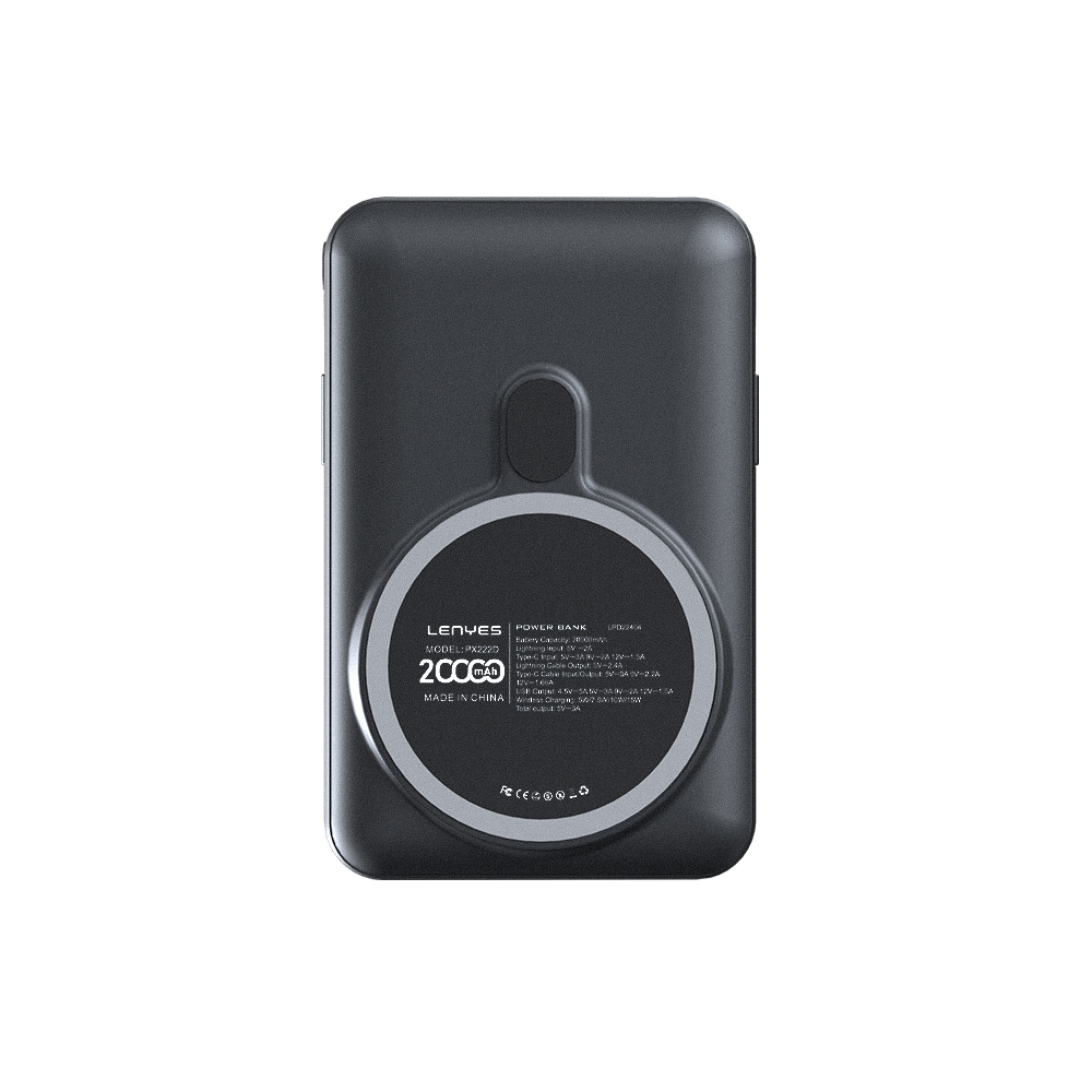 Lenyes PW222D Dijital LED Göstergeli Kablosuz Şarj Özellikli Type-C ve Lightning Kablolu Powerbank 18W 20.000mAh - 2