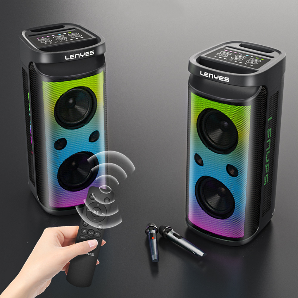 Lenyes S882 Su Geçirmez Mikrofonlu Çoklu Giriş RGB Işıklı TWS Karaoke FM Bluetooth Hoparlör v5.3 - 6
