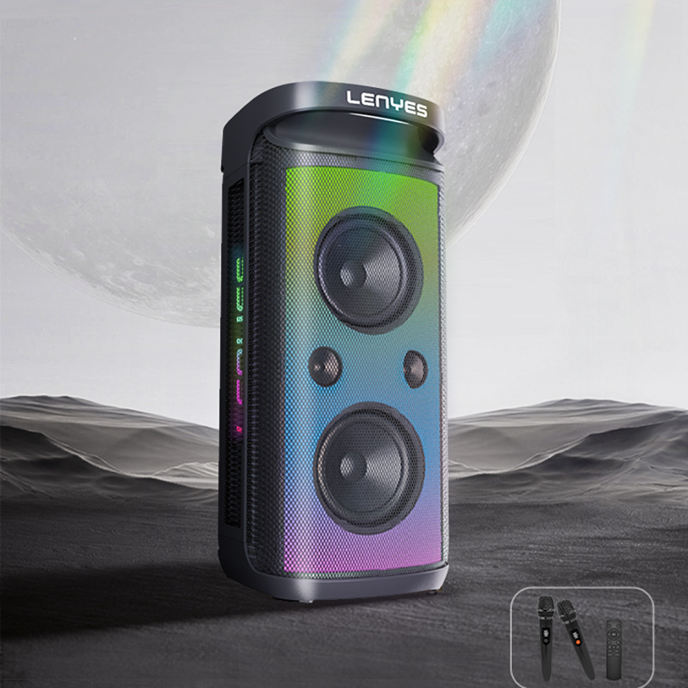 Lenyes S882 Su Geçirmez Mikrofonlu Çoklu Giriş RGB Işıklı TWS Karaoke FM Bluetooth Hoparlör v5.3 - 7