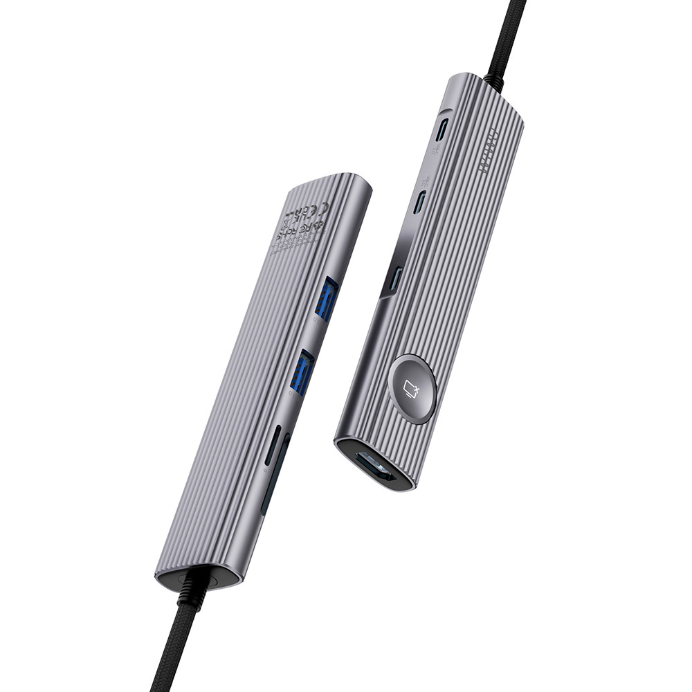Wiwu Wi-HB8001 Travel Serisi 8in1 HDMI (4K@60Hz) Girişli 100W PD Type-C Hub Bağlantı İstasyonu - 1