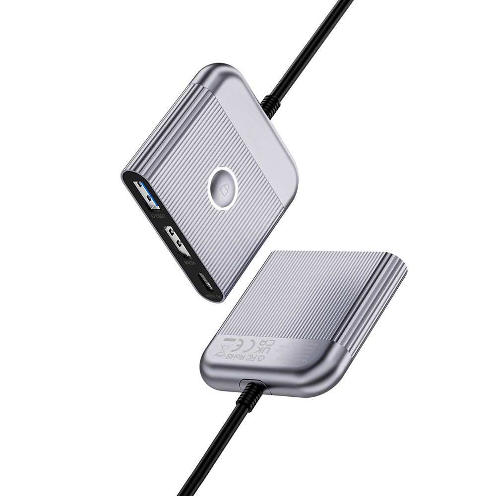 Wiwu Wi-HB8002 Travel Serisi 3in1 HDMI (4K@60Hz) Girişli 100W PD Type-C Hub Bağlantı İstasyonu - 2