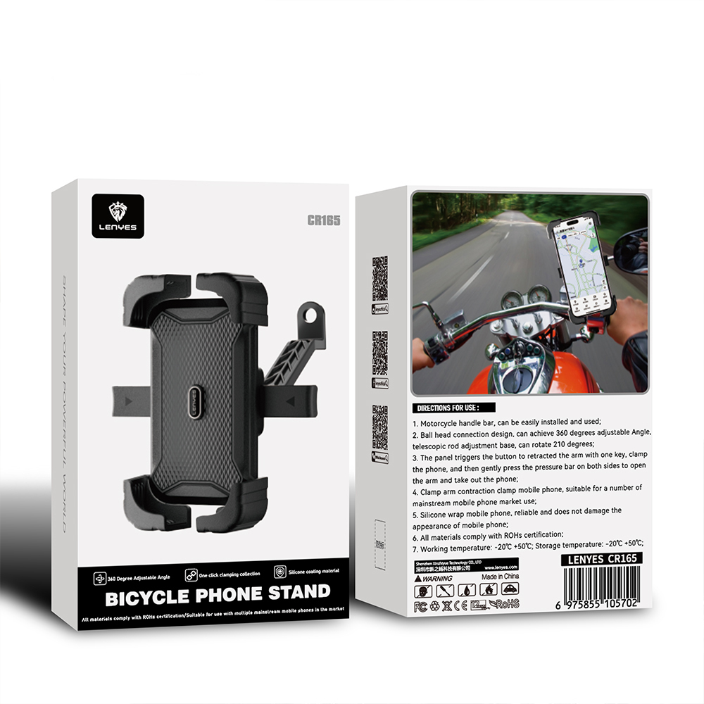 Lenyes CR165 Sarsıntı Önleyici 360° Derece Dönebilen Ayarlanabilir Motosiklet ve Bisiklet Telefon Tutucu - 9