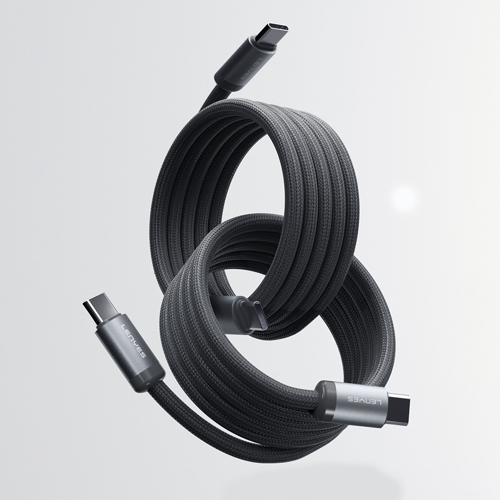 Lenyes LC527 Spiral Magnetik Örgülü Tasarım Type-C to Type-C Hızlı Şarj Özellikli Data ve Şarj Kablosu 60W 1M - 10