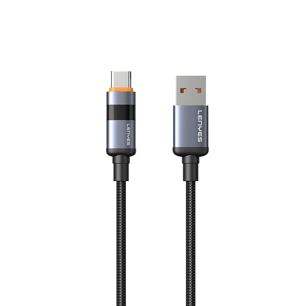 Lenyes LC529 USB-A to Type-C LED Dijital Göstergeli Hızlı Şarj Özellikli Data ve Şarj Kablosu 66W 1M - 1