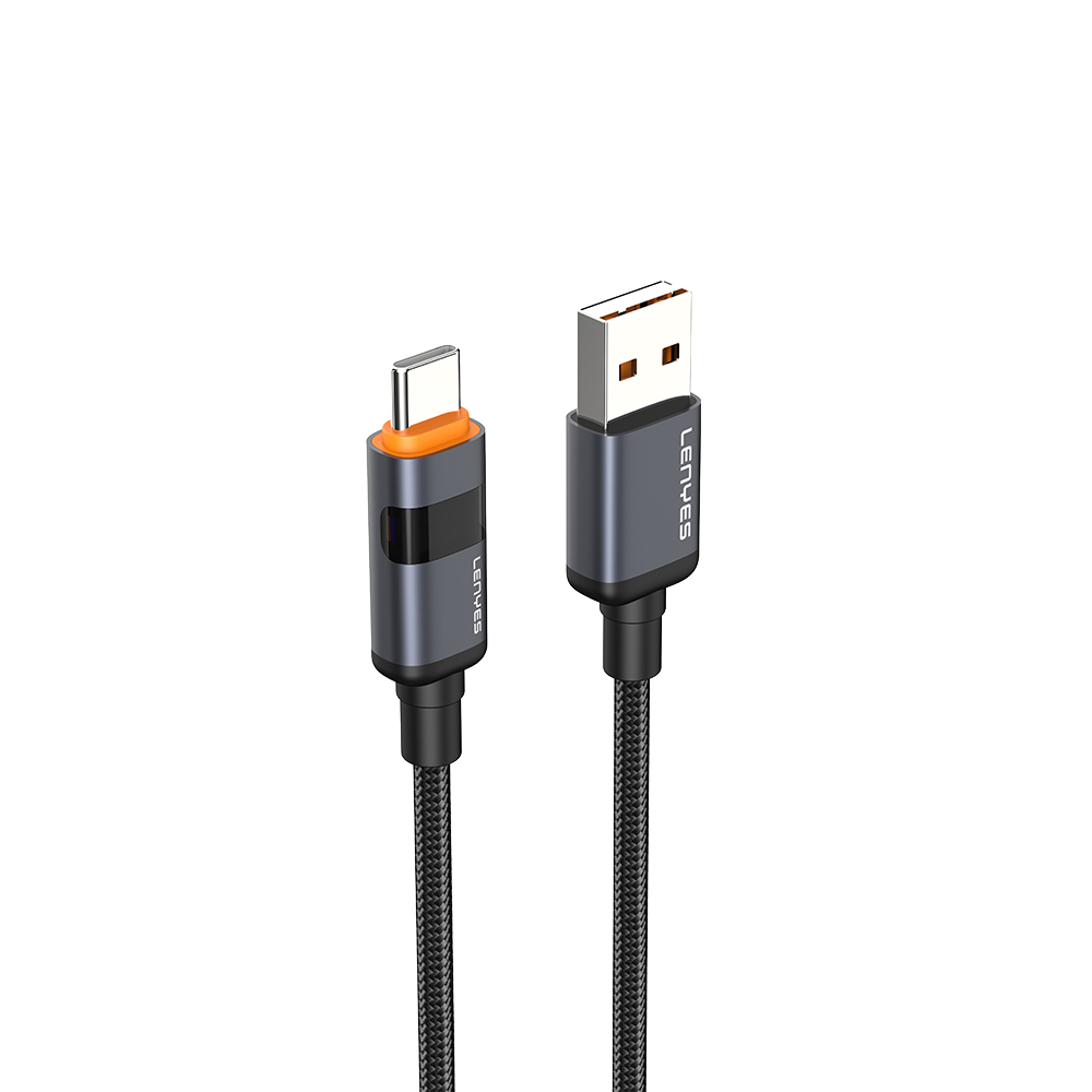 Lenyes LC529 USB-A to Type-C LED Dijital Göstergeli Hızlı Şarj Özellikli Data ve Şarj Kablosu 66W 1M - 3