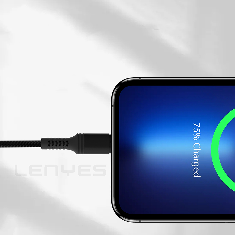 Lenyes LC980 USB-A to Type-C LED Hızlı Şarj Özellikli Örgülü Data ve Şarj Kablosu 1M 2.4A - 6