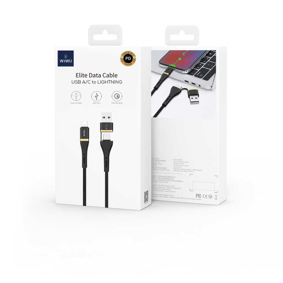 Wiwu ED-105 2 in 1 USB A- Type-C to Lightning Elite Data Kablo - 9