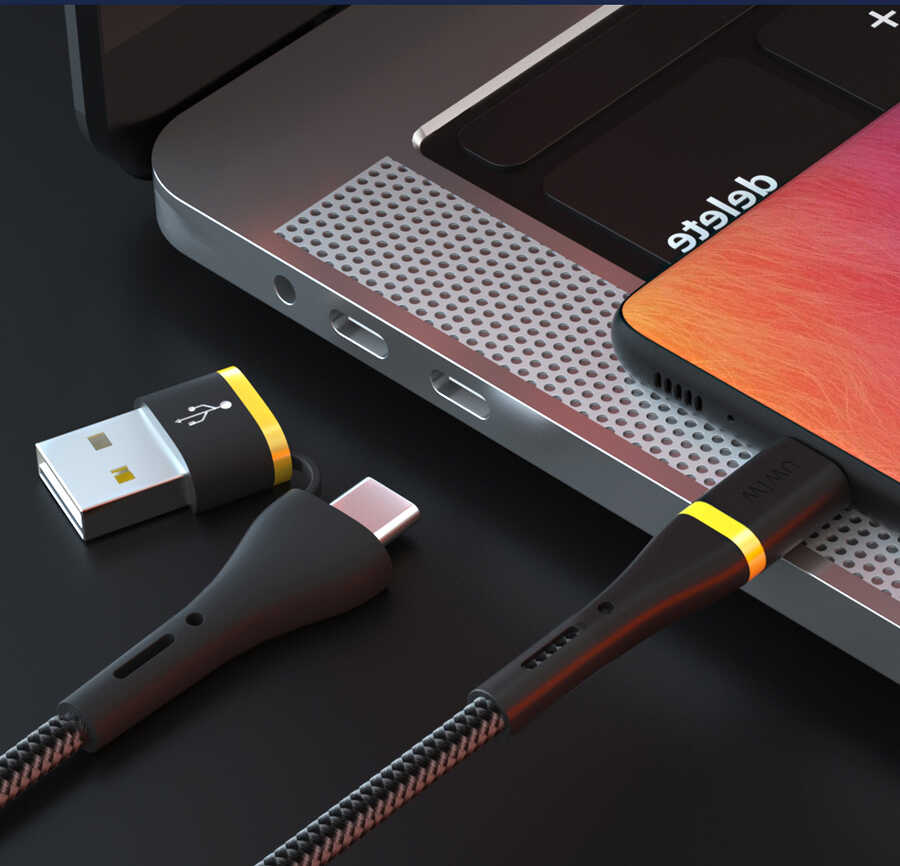 Wiwu ED-106 2 in 1 USB A- Type-C to Type-C Elite Data Kablo - 1