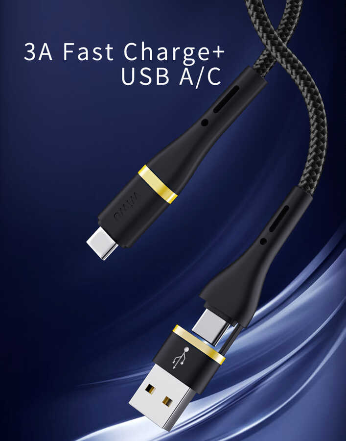 Wiwu ED-106 2 in 1 USB A- Type-C to Type-C Elite Data Kablo - 2