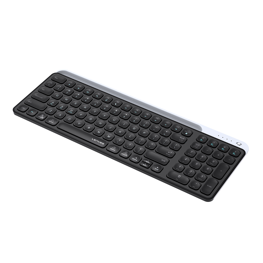 Lenyes WK106 Sessiz Tuş Tasarımlı Entegre Stand Bölmeli Çift Bluetooth Bağlantılı 2.4G Kablosuz Klavye - 1