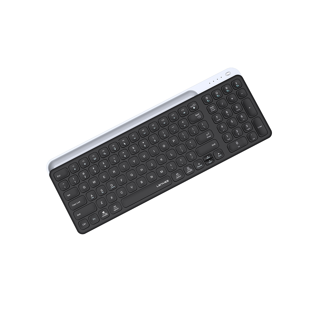Lenyes WK106 Sessiz Tuş Tasarımlı Entegre Stand Bölmeli Çift Bluetooth Bağlantılı 2.4G Kablosuz Klavye - 4