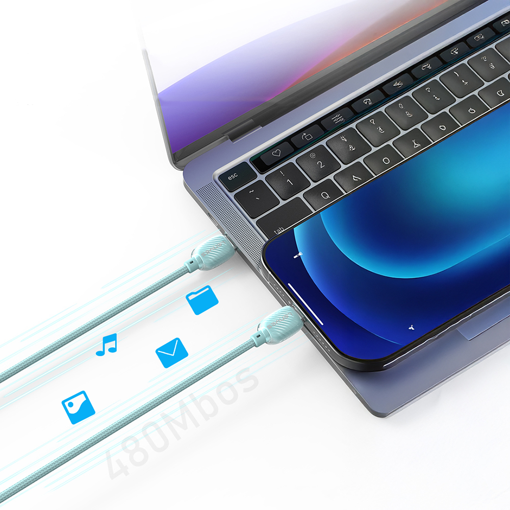 Lenyes LC536 Type-C to Type-C PD Örgü Tasarımlı Hızlı Şarj Özellikli Data ve Şarj Kablosu 60W 1M - 3