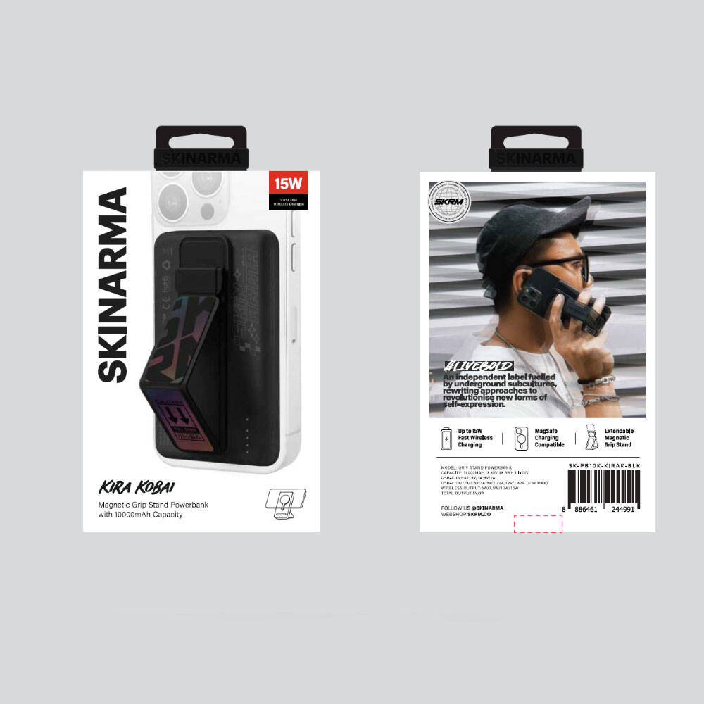 SkinArma Kira Kobai Holografik Tasarımlı Standlı Wireless ve PD Hızlı Şarj Özellikli Powerbank 15W 10000mAh - 3