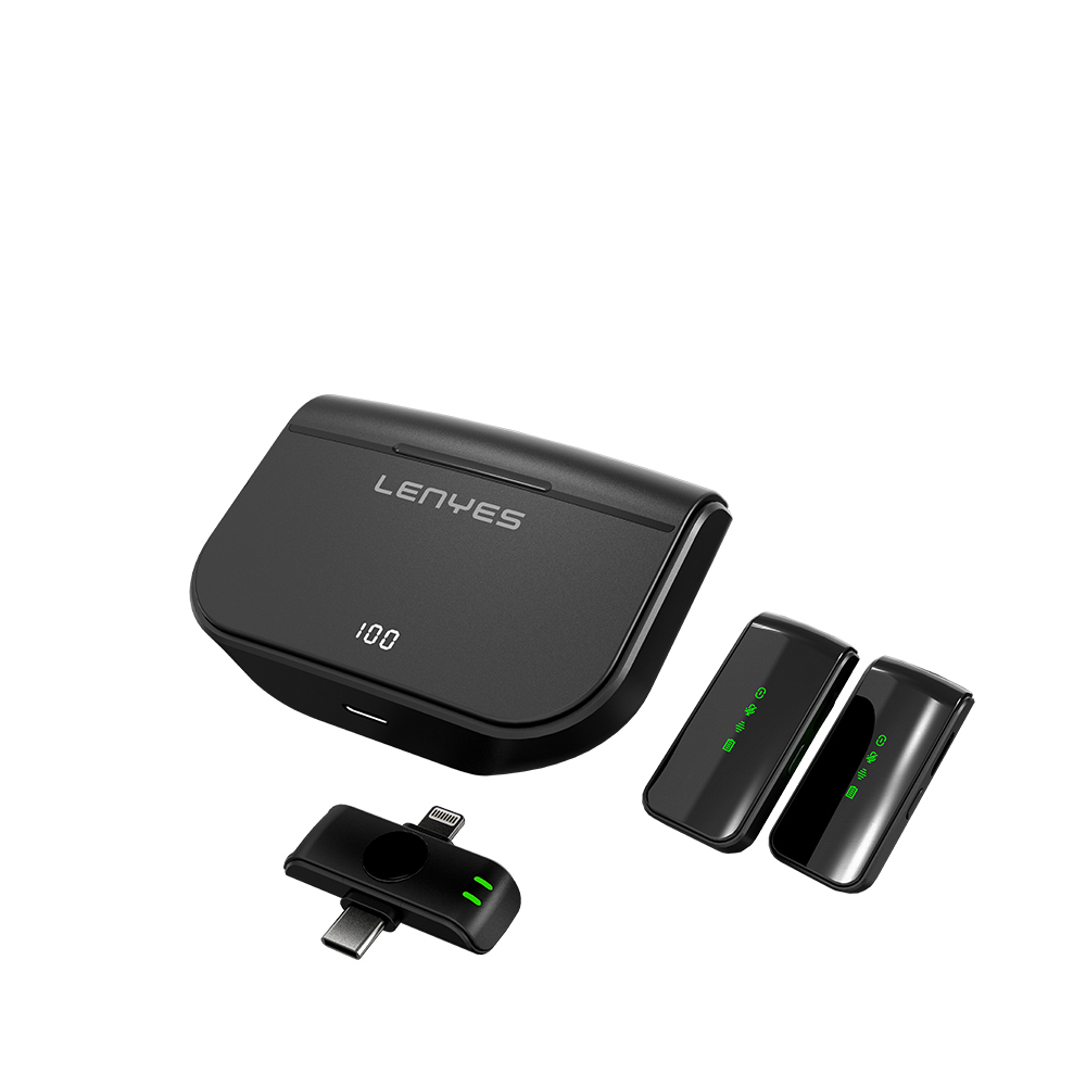 Lenyes LM203 2in1 Type-C ve Lightning Portlu Kablosuz Yaka Mikrofonu - 4