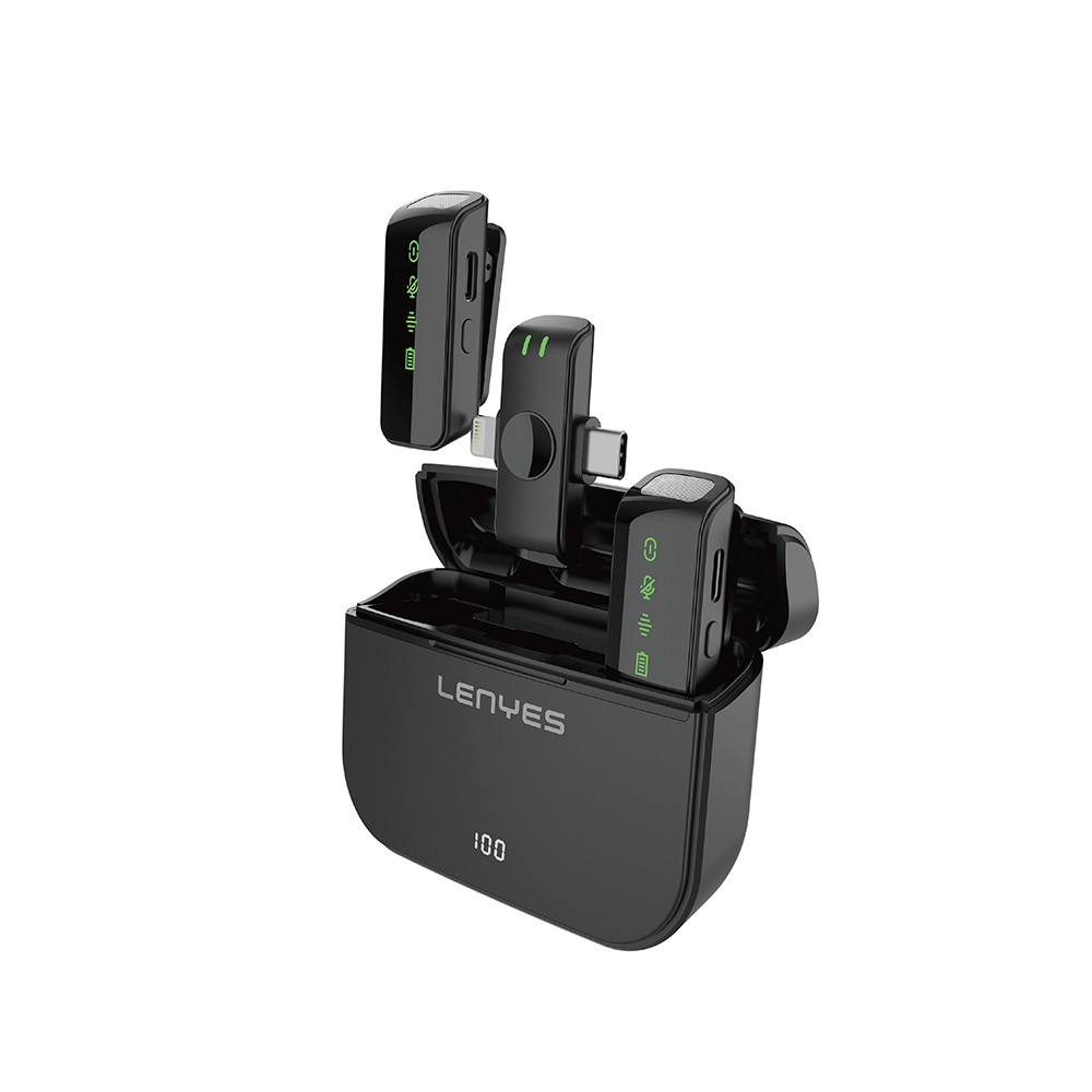 Lenyes LM203 2in1 Type-C ve Lightning Portlu Kablosuz Yaka Mikrofonu - 9