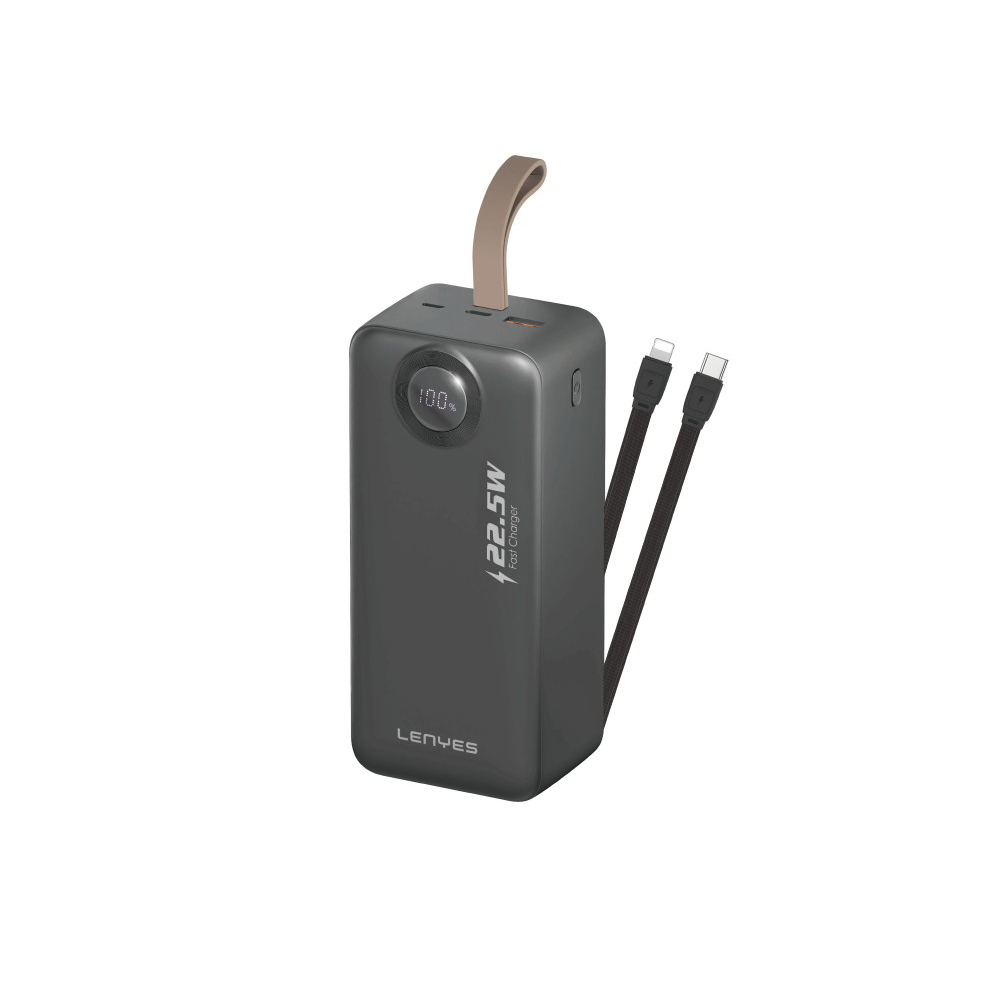 Lenyes PXD487D Dijital LED Göstergeli Type-C ve Lightning Kablolu Askılı Powerbank 22.5W 40.000mAh - 3