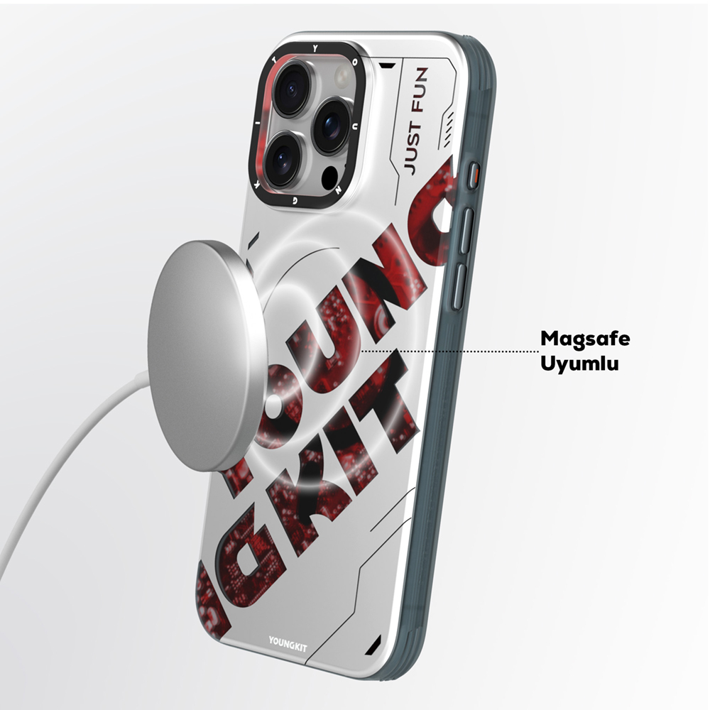 Apple iPhone 16 Pro Uyumlu Kılıf Magsafe Şarj Özellikli Airbagli Çift Katmanlı Youngkit Future Serisi Kapak - 6