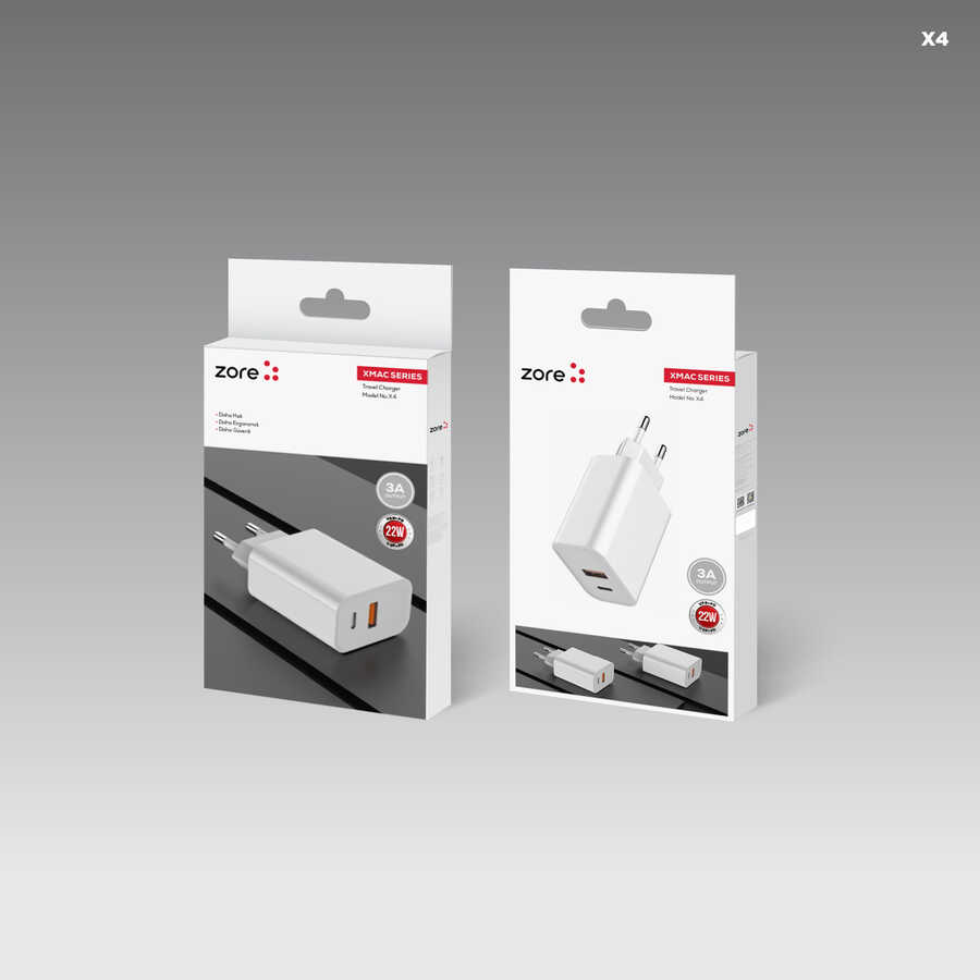 ​Zore XMac Serisi X4 22W Seyahat Şarj Başlığı - 1