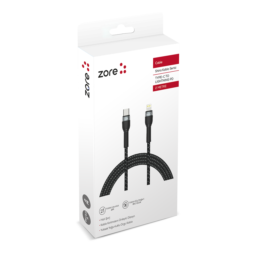 Zore Shira Serisi Type-C to Lightning PD Kablo 2m - 1