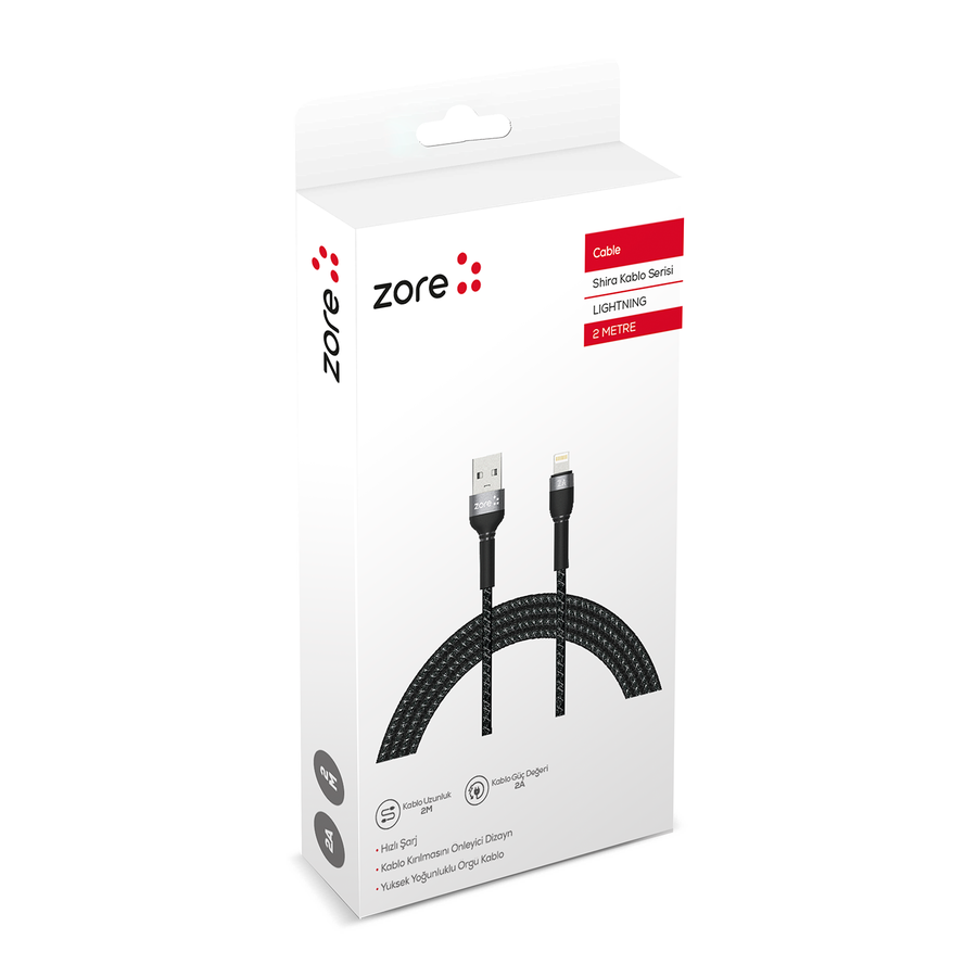 Zore Shira Serisi Lightning USB Kablo 2m - 1