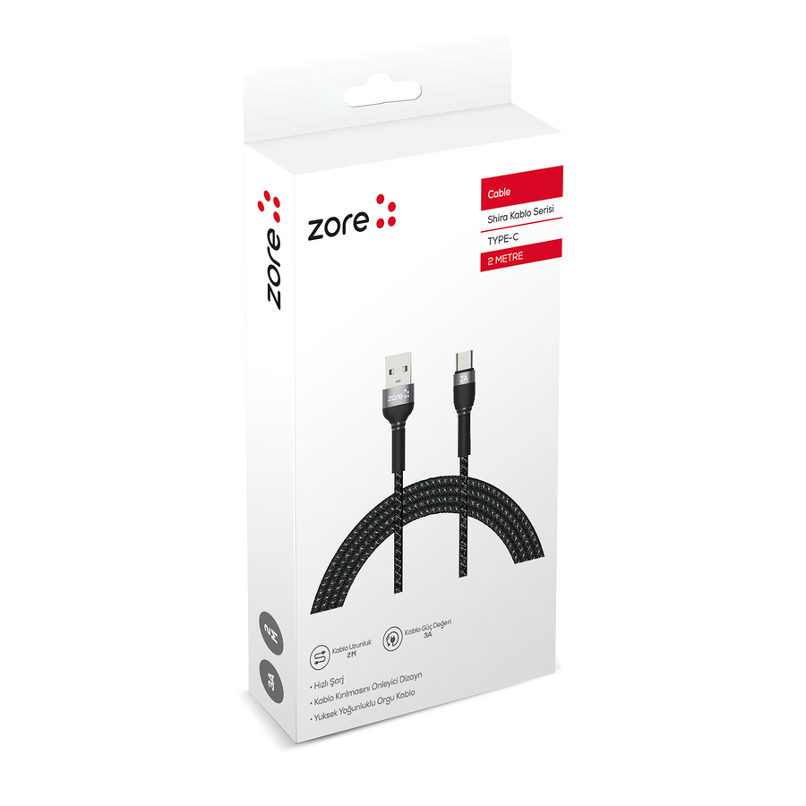 Zore Shira Serisi Type-C USB Kablo 2m - 1