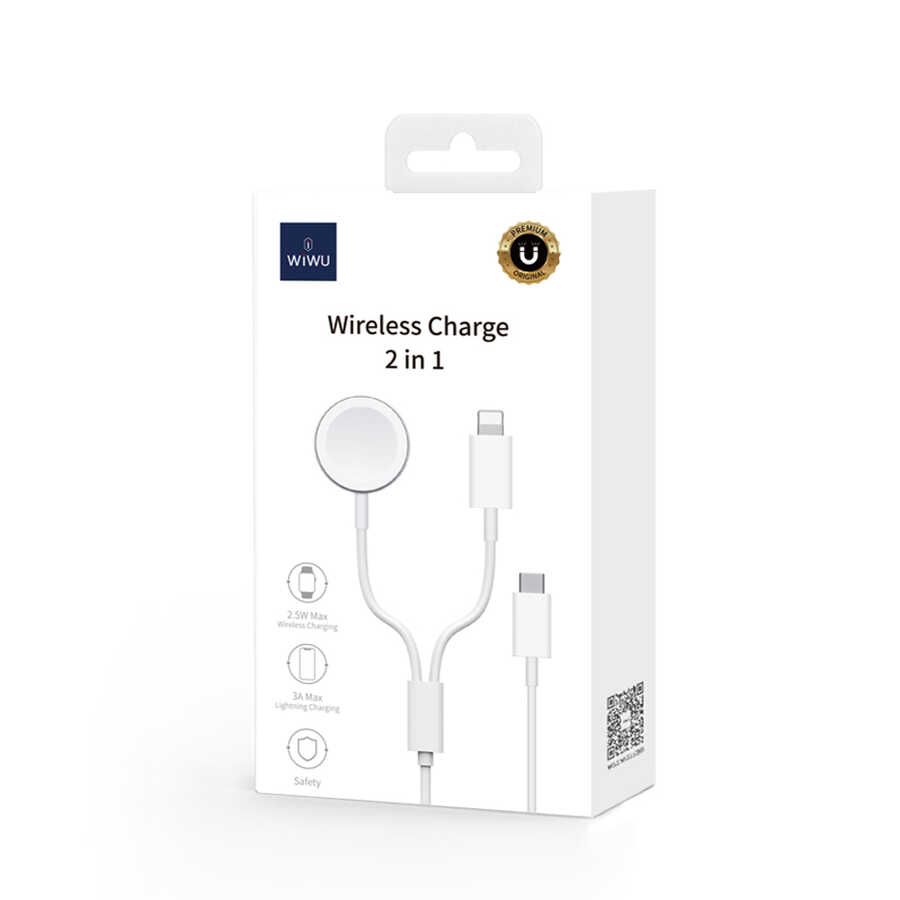 Wiwu M10 2 in 1 Wireless ve Lightning PD Şarj Kablosu - 1