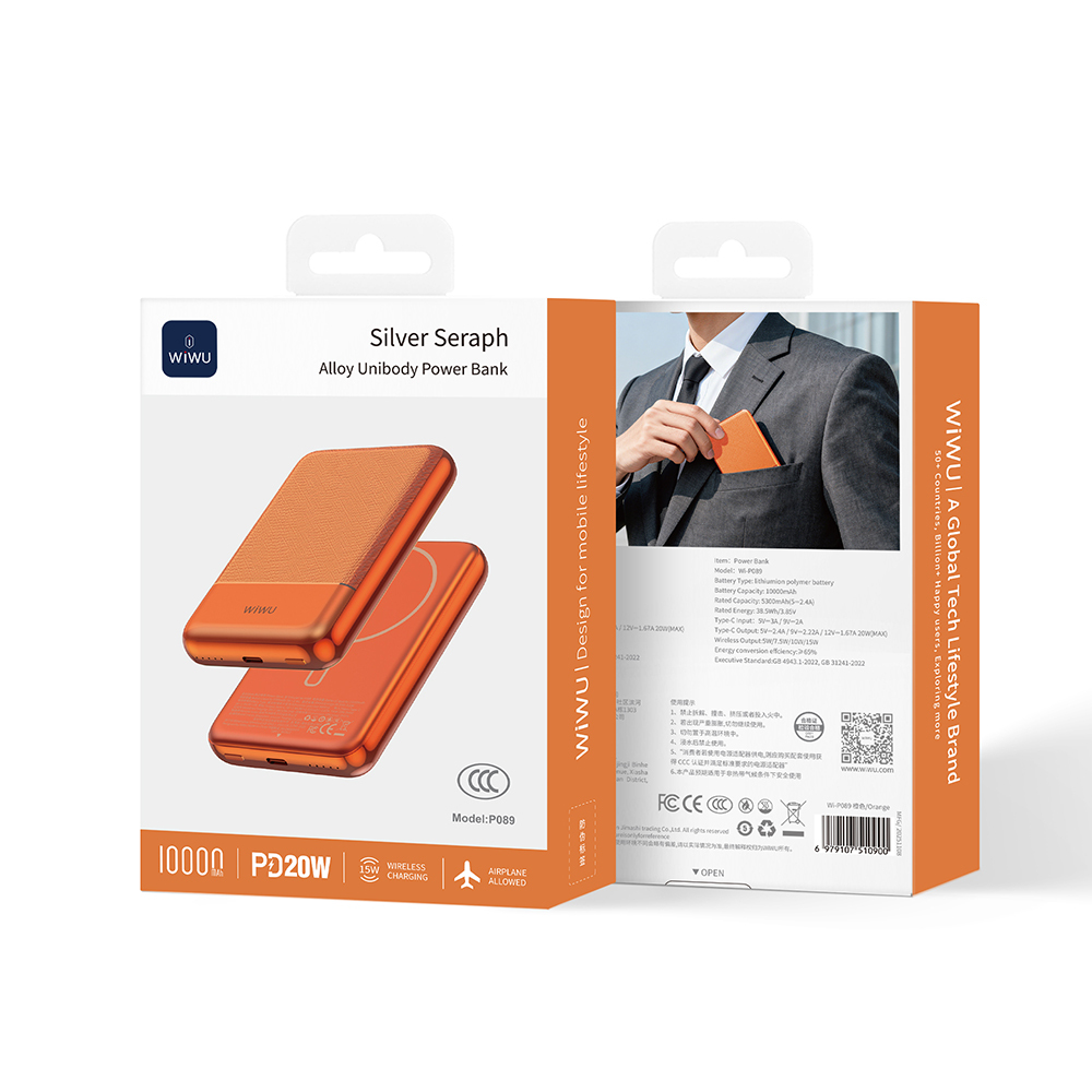 Wiwu Wi-P089 LED Işık Göstergeli PD 20W Kablosuz Powerbank 10.000mAh 15W - 8