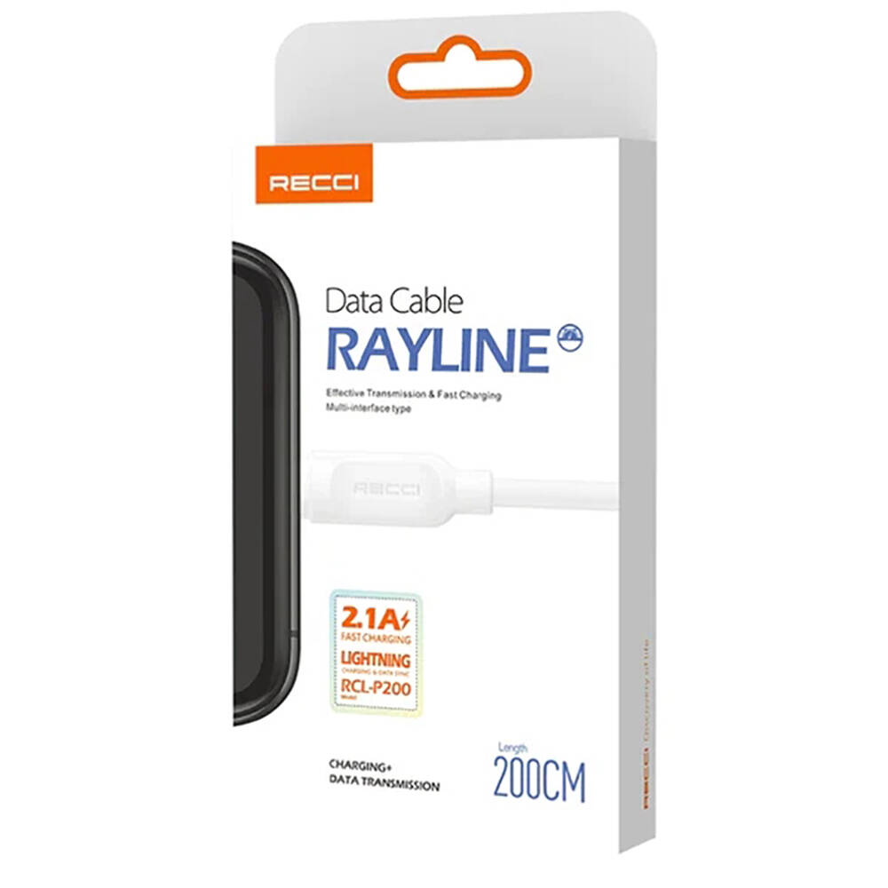Recci RCL-P200 City of Sky Serisi Lightning to USB-A Data ve Şarj Kablosu 2M - 1