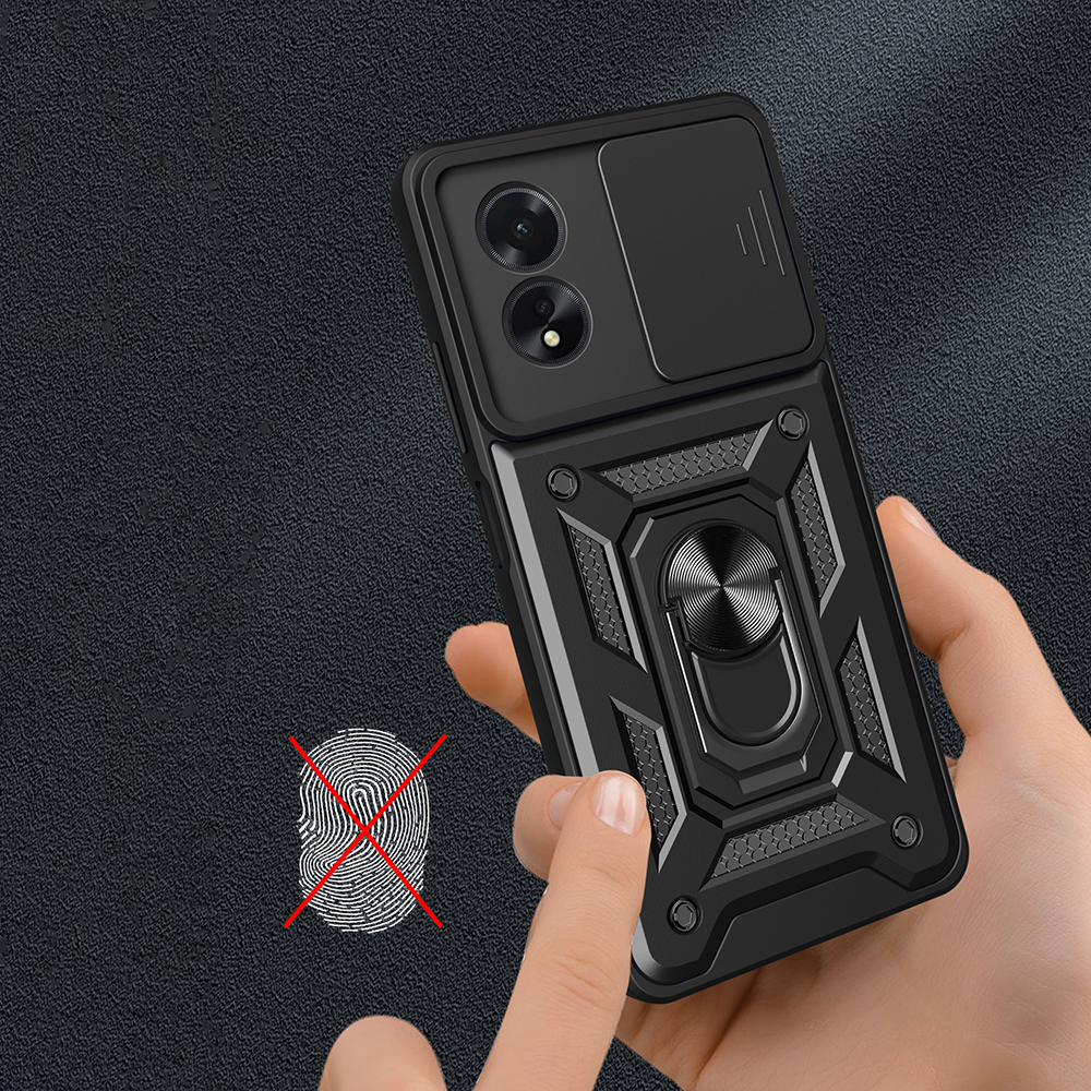 Oppo A38 Uyumlu Kılıf Magnetik Standlı Kamera Korumalı Zore Sürgülü Vega Kapak - 4