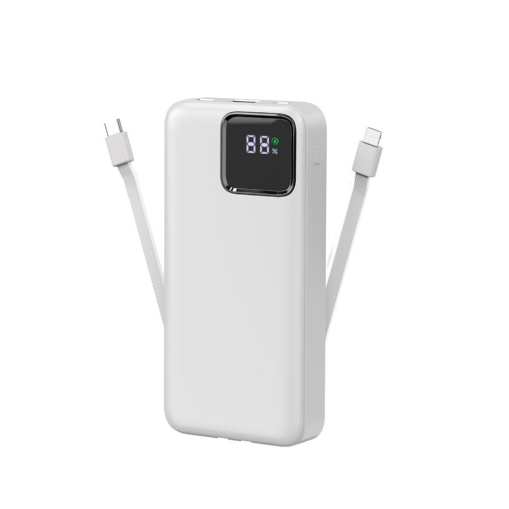Wiwu JC-22 Dijital LED Ekran Şarj Göstergeli Type-C ve Lightning Kablolu Powerbank 22.5W 20000mAh - 1