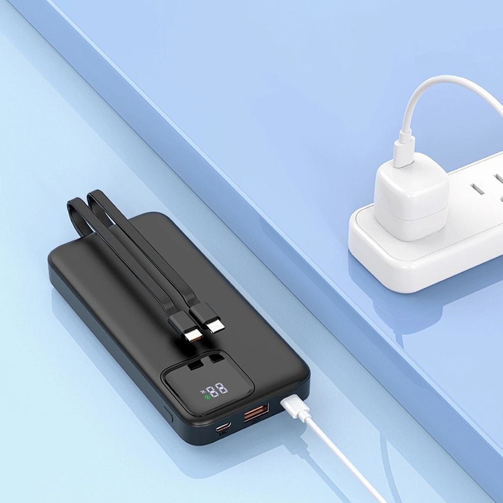 Wiwu JC-22 Dijital LED Ekran Şarj Göstergeli Type-C ve Lightning Kablolu Powerbank 22.5W 20000mAh - 6