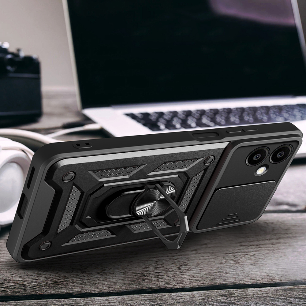 Samsung Galaxy A06 Uyumlu Kılıf Magnetik Standlı Kamera Korumalı Zore Sürgülü Vega Kapak - 6