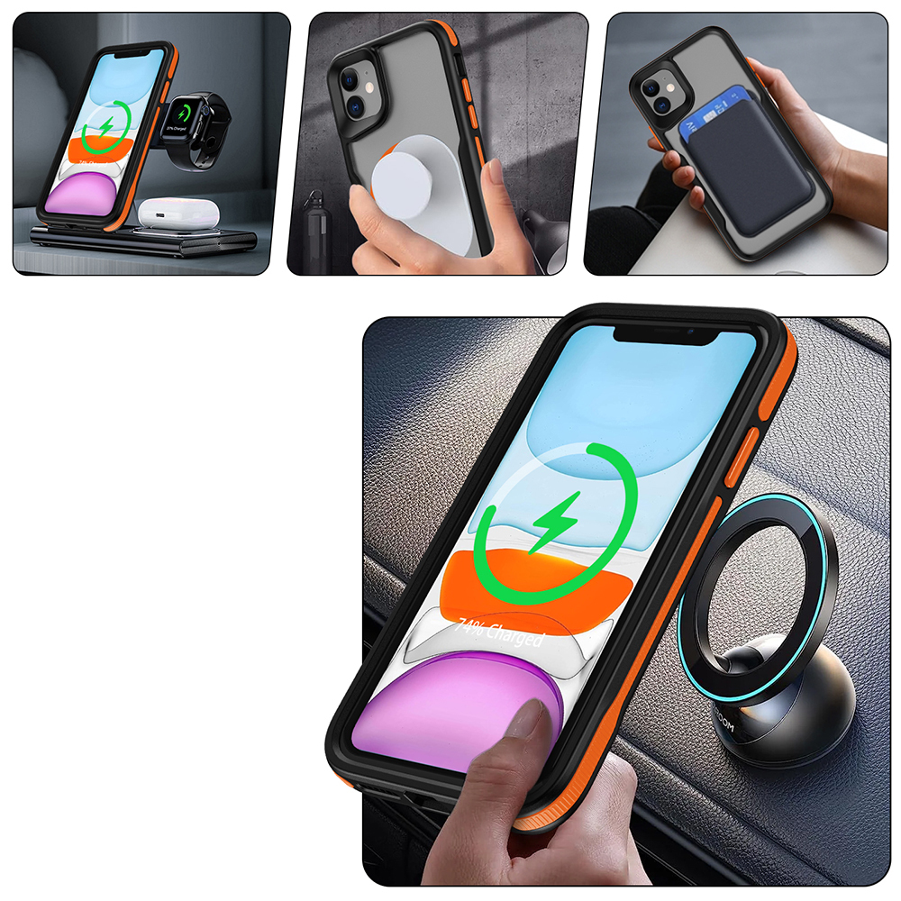 Apple iPhone 12 Uyumlu Kılıf Magsafe Şarj Özellikli Renkli Kenar Airbag Şeritli Zore Lamer Kapak - 4