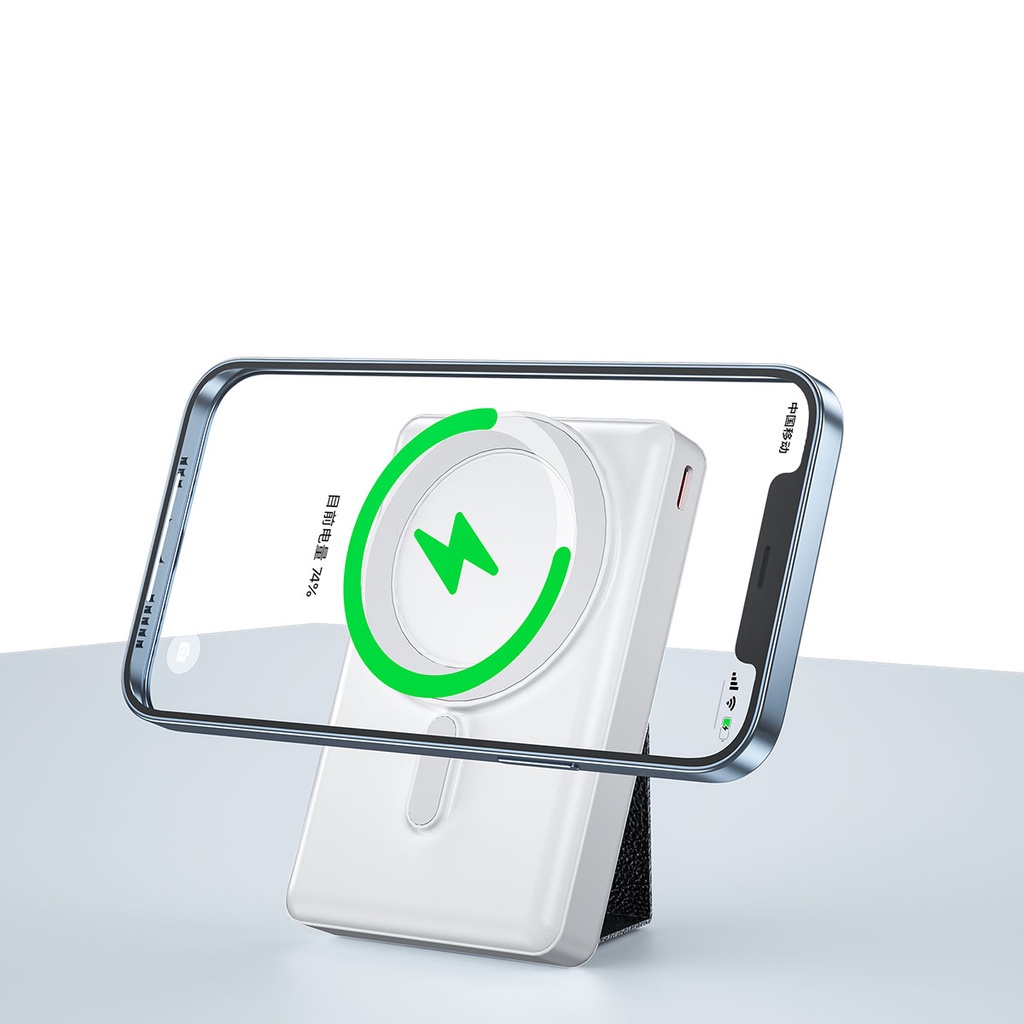 Wiwu JC-20 Hızlı Şarj Özellikli Standlı M-safe Wireless Transparan Powerbank 15W 10000mAh - 2