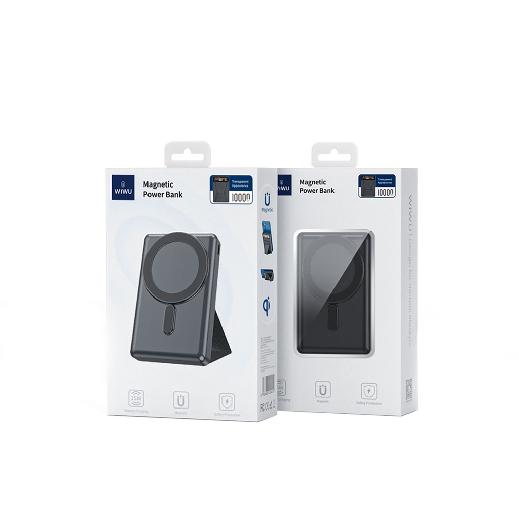 Wiwu JC-20 Hızlı Şarj Özellikli Standlı M-safe Wireless Transparan Powerbank 15W 10000mAh - 6