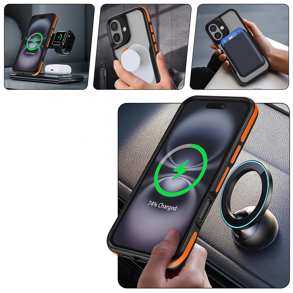 Apple iPhone 16 Plus Uyumlu Kılıf Magsafe Şarj Özellikli Renkli Kenar Airbag Şeritli Zore Lamer Kapak - 5