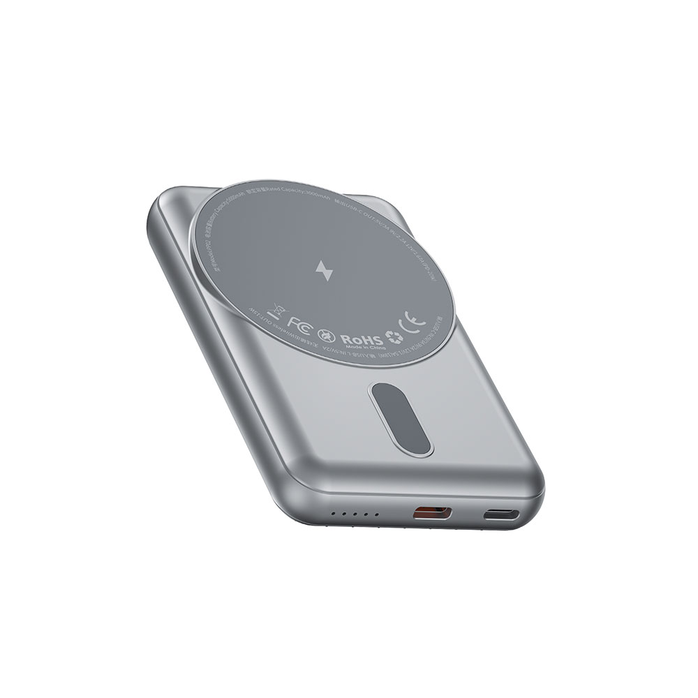 Wiwu PP02 Taşınabilir Wireless Şarj ve PD Hızlı Şarj Özellikli Powerbank 15W 5000mAh - 4