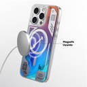 Apple iPhone 16 Pro Max Uyumlu Kılıf Magsafe Şarj Özellikli Parlak Kumlu Sıvılı Tasarımlı Galaxy Fantasy Serisi Kapak - 10