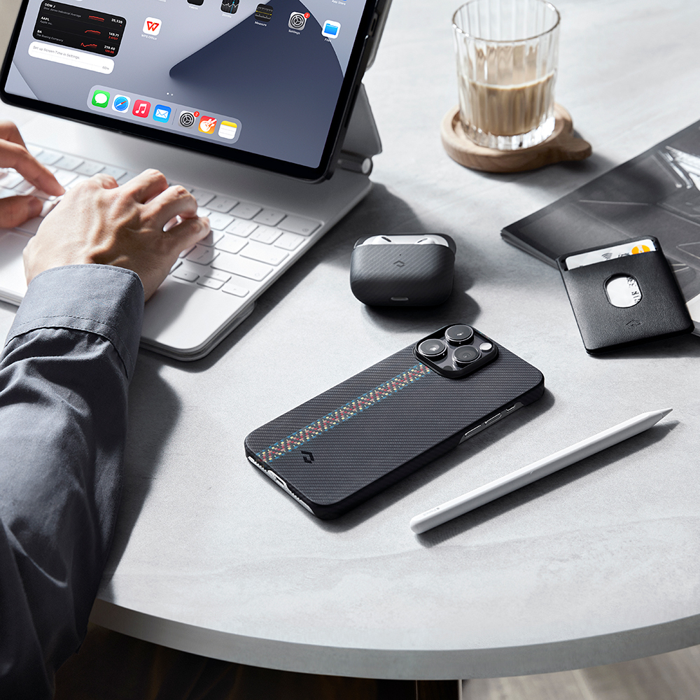 Apple iPhone 14 Pro Uyumlu Kılıf Magsafe Şarj Özellikli 600D Aramid Fiber Pitaka Tactile Woven Orchestra Serisi Rhapsody Kapak - 23