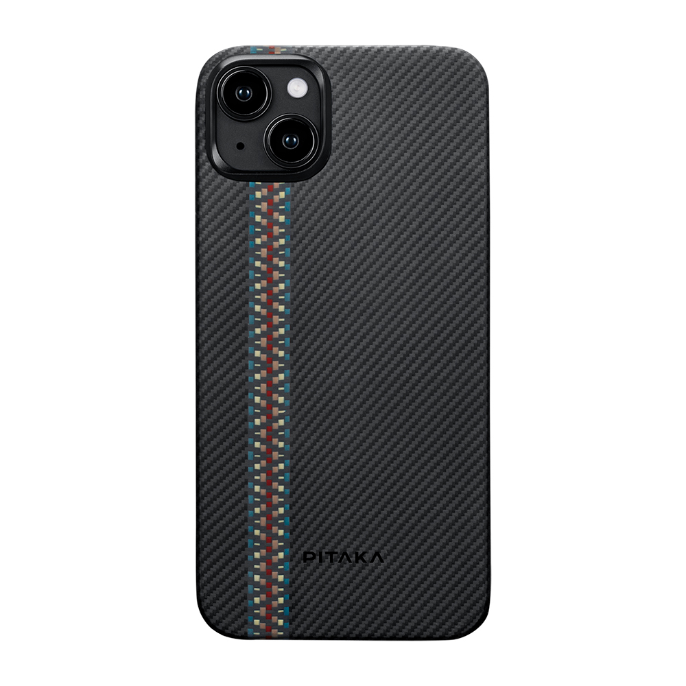 Apple iPhone 15 Uyumlu Kılıf Magsafe Şarj Özellikli 600D Aramid Fiber Pitaka Tactile Woven Orchestra Serisi Rhapsody Kapak - 1