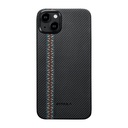 Apple iPhone 15 Uyumlu Kılıf Magsafe Şarj Özellikli 600D Aramid Fiber Pitaka Tactile Woven Orchestra Serisi Rhapsody Kapak - 1
