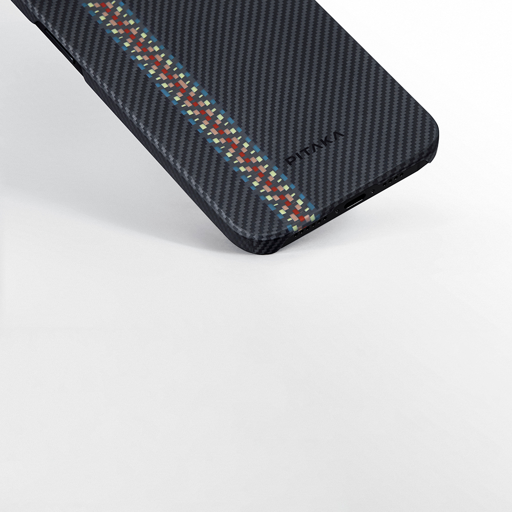 Apple iPhone 15 Uyumlu Kılıf Magsafe Şarj Özellikli 600D Aramid Fiber Pitaka Tactile Woven Orchestra Serisi Rhapsody Kapak - 17