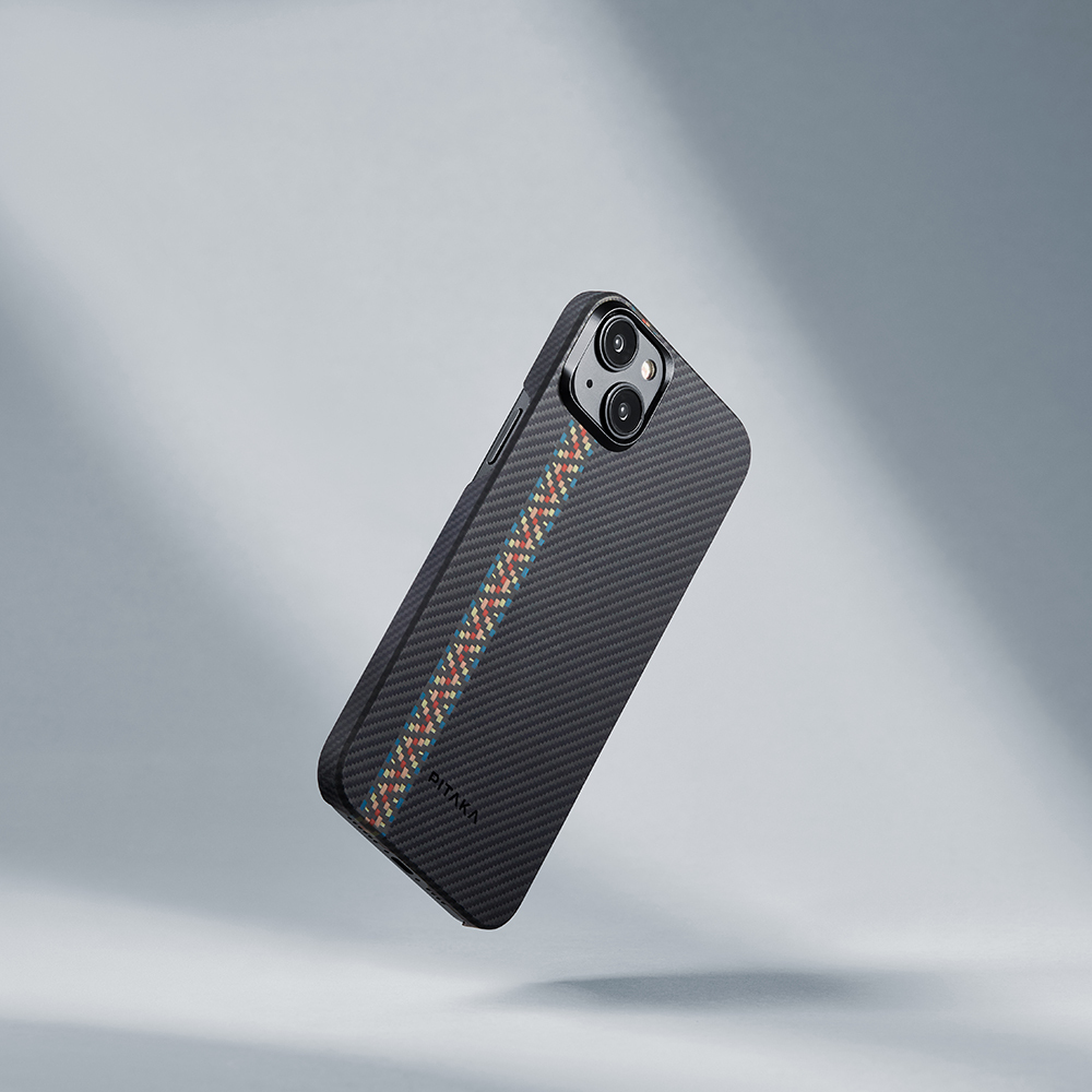 Apple iPhone 15 Plus Uyumlu Kılıf Magsafe Şarj Özellikli 600D Aramid Fiber Pitaka Tactile Woven Orchestra Serisi Rhapsody Kapak - 19