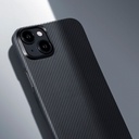 Apple iPhone 15 Plus Uyumlu Kılıf Magsafe Şarj Özellikli 600D Aramid Fiber Pitaka Ultra-Slim Classic Serisi Black-Grey Twill Kapak - 11