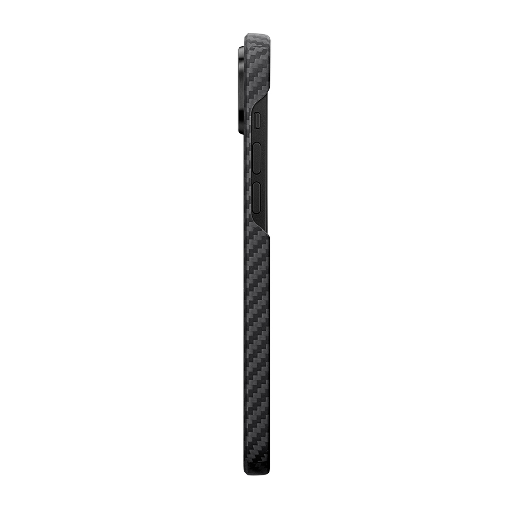 Apple iPhone 14 Uyumlu Kılıf Magsafe Şarj Özellikli 1500D Aramid Fiber Pitaka Ultra-Slim Classic Serisi Black-Grey Twill Kapak - 8