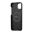 Apple iPhone 14 Uyumlu Kılıf Magsafe Şarj Özellikli 1500D Aramid Fiber Pitaka Ultra-Slim Classic Serisi Black-Grey Twill Kapak - 9