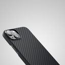 Apple iPhone 14 Uyumlu Kılıf Magsafe Şarj Özellikli 1500D Aramid Fiber Pitaka Ultra-Slim Classic Serisi Black-Grey Twill Kapak - 17